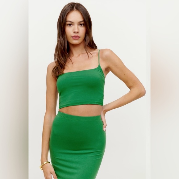 Reformation Sherman Knit Two Piece in Kelly Green - Picture 3 of 6